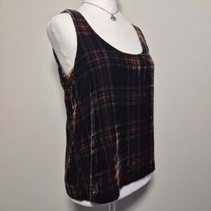 J Crew Tartan Plaid Velvet Velour Academia EGirl Whimsy Gothabilly Tank Top US 2